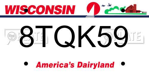 8TQK59 Wisconsin License Plate