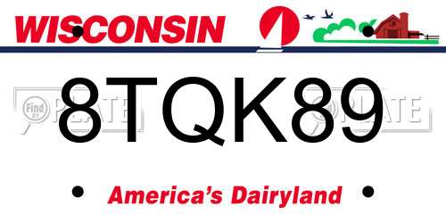 8TQK89 Wisconsin License Plate