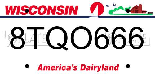 8TQO666 Wisconsin License Plate