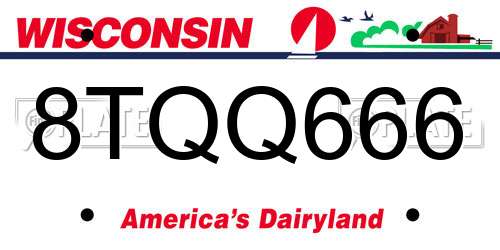 8TQQ666 Wisconsin License Plate