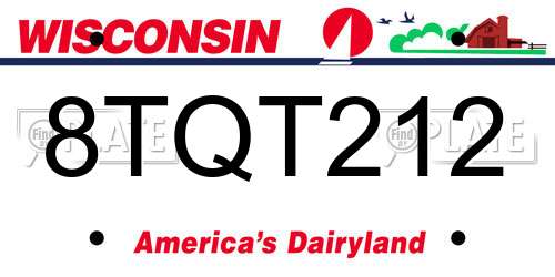 8TQT212 Wisconsin License Plate