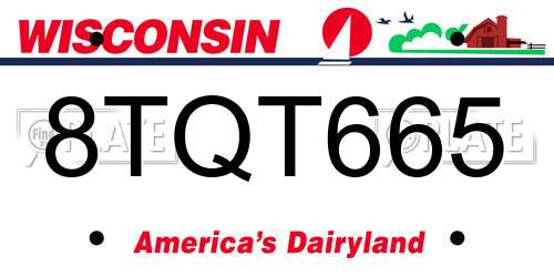 8TQT665 Wisconsin License Plate