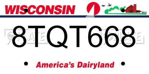8TQT668 Wisconsin License Plate