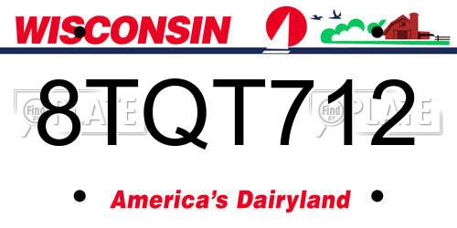 8TQT712 Wisconsin License Plate