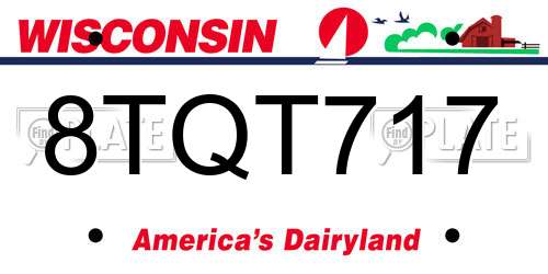 8TQT717 Wisconsin License Plate