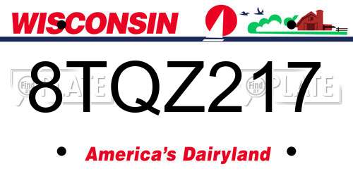 8TQZ217 Wisconsin License Plate