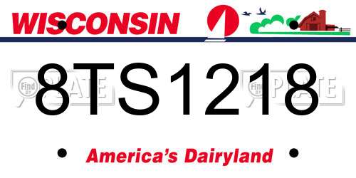 8TS1218 Wisconsin License Plate