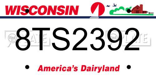 8TS2392 Wisconsin License Plate