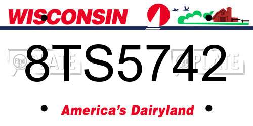 8TS5742 Wisconsin License Plate