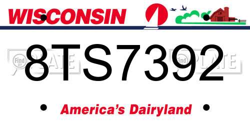 8TS7392 Wisconsin License Plate