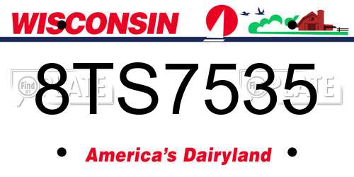 8TS7535 Wisconsin License Plate