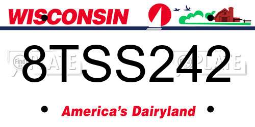 8TSS242 Wisconsin License Plate