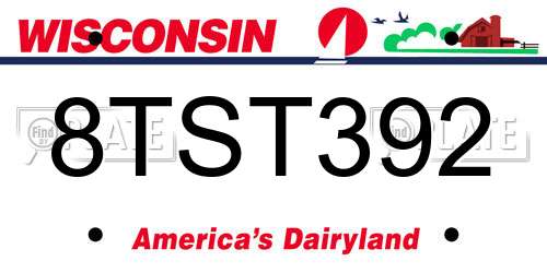 8TST392 Wisconsin License Plate