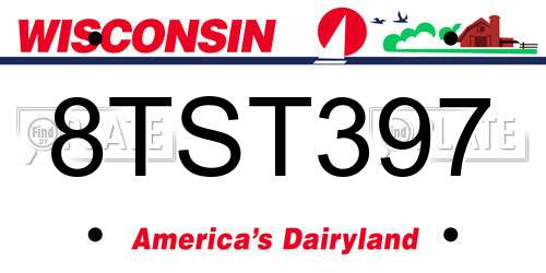 8TST397 Wisconsin License Plate