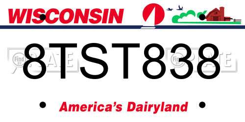 8TST838 Wisconsin License Plate
