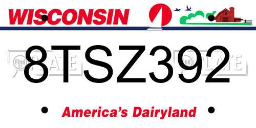 8TSZ392 Wisconsin License Plate
