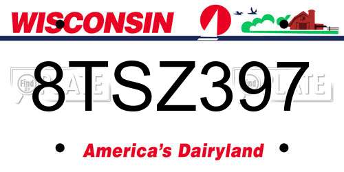 8TSZ397 Wisconsin License Plate