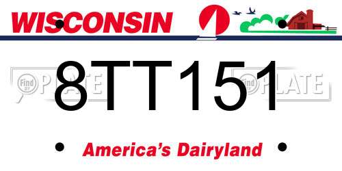 8TT151 Wisconsin License Plate