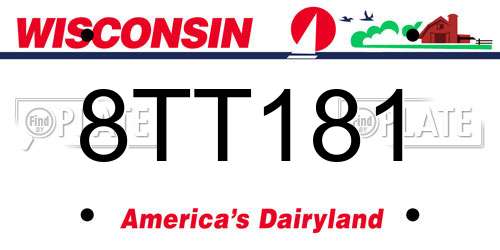 8TT181 Wisconsin License Plate