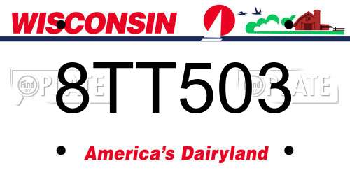 8TT503 Wisconsin License Plate