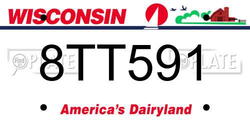 8TT591 Wisconsin License Plate