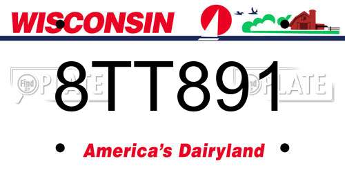 8TT891 Wisconsin License Plate