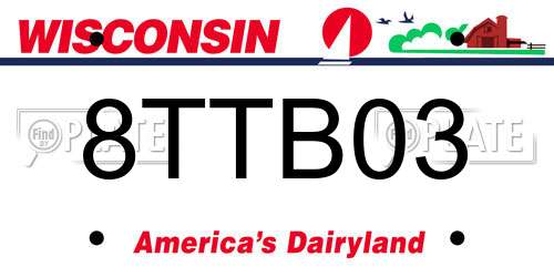 8TTB03 Wisconsin License Plate