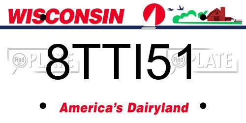 8TTI51 Wisconsin License Plate