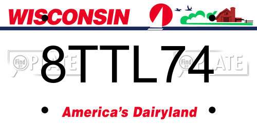 8TTL74 Wisconsin License Plate