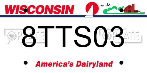 8TTS03 Wisconsin License Plate