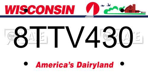 8TTV430 Wisconsin License Plate