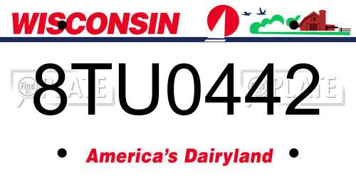 8TU0442 Wisconsin License Plate