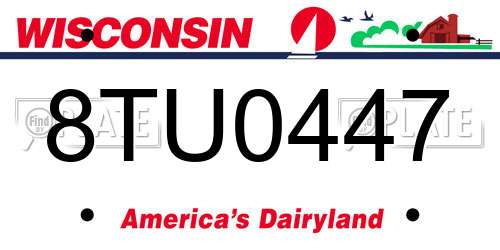 8TU0447 Wisconsin License Plate