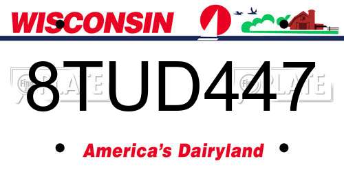 8TUD447 Wisconsin License Plate