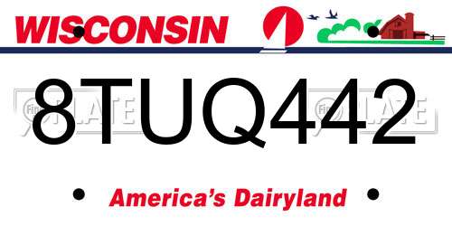 8TUQ442 Wisconsin License Plate
