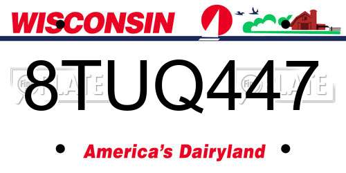 8TUQ447 Wisconsin License Plate