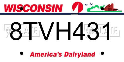 8TVH431 Wisconsin License Plate