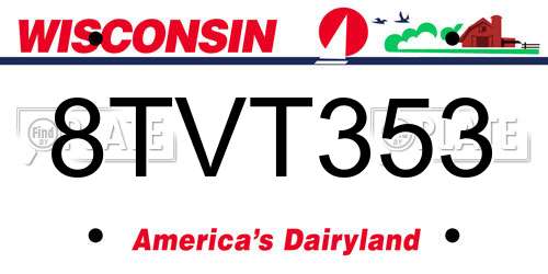 8TVT353 Wisconsin License Plate