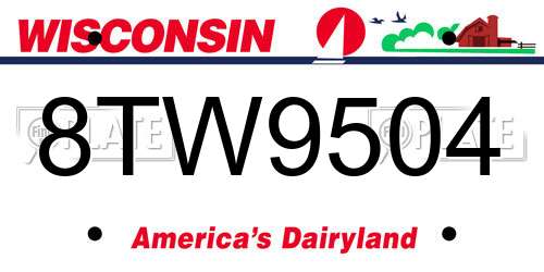 8TW9504 Wisconsin License Plate