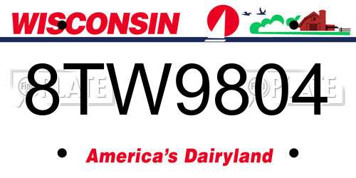 8TW9804 Wisconsin License Plate