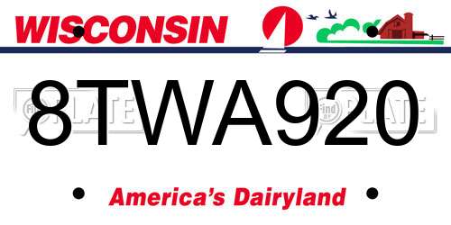 8TWA920 Wisconsin License Plate