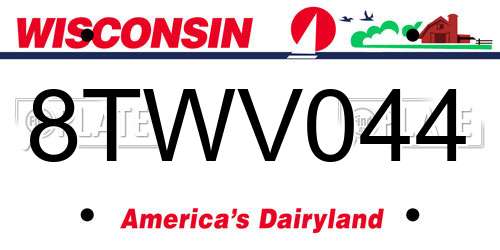 8TWV044 Wisconsin License Plate