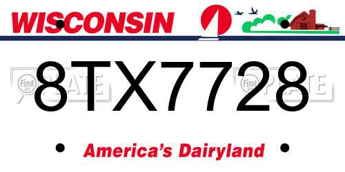8TX7728 Wisconsin License Plate