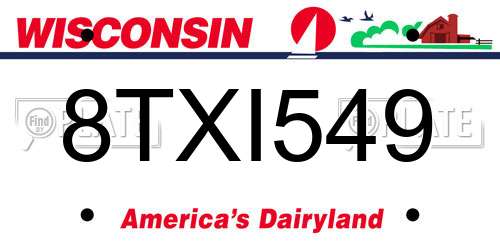 8TXI549 Wisconsin License Plate