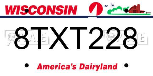 8TXT228 Wisconsin License Plate