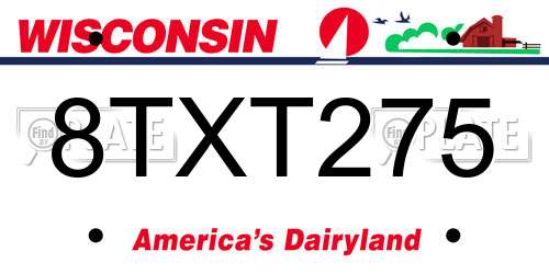 8TXT275 Wisconsin License Plate
