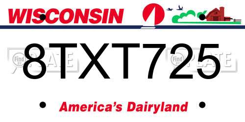 8TXT725 Wisconsin License Plate