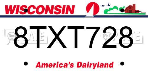 8TXT728 Wisconsin License Plate