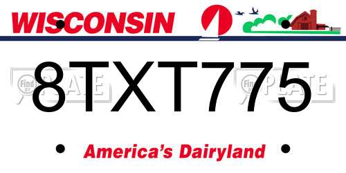 8TXT775 Wisconsin License Plate