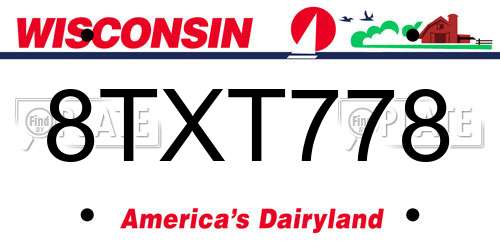 8TXT778 Wisconsin License Plate